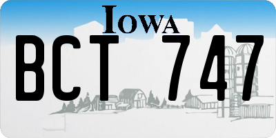 IA license plate BCT747