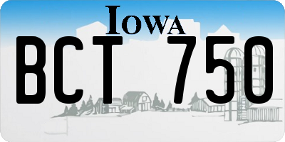 IA license plate BCT750