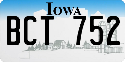 IA license plate BCT752