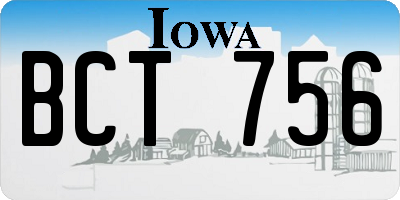 IA license plate BCT756