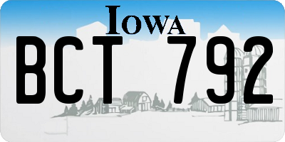 IA license plate BCT792