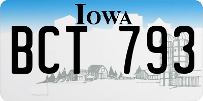 IA license plate BCT793