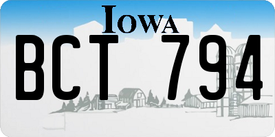 IA license plate BCT794