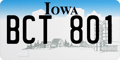IA license plate BCT801