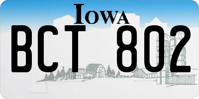 IA license plate BCT802