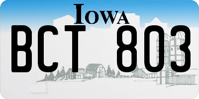 IA license plate BCT803