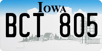 IA license plate BCT805