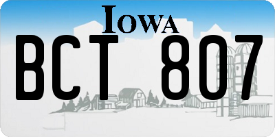 IA license plate BCT807