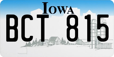 IA license plate BCT815