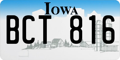 IA license plate BCT816