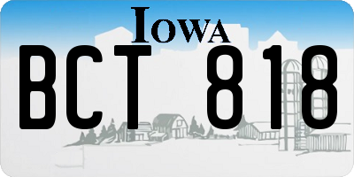 IA license plate BCT818