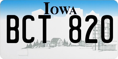 IA license plate BCT820