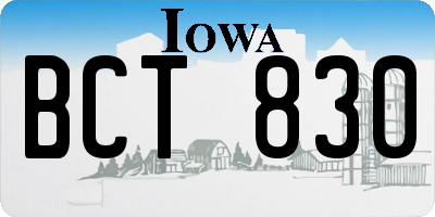 IA license plate BCT830