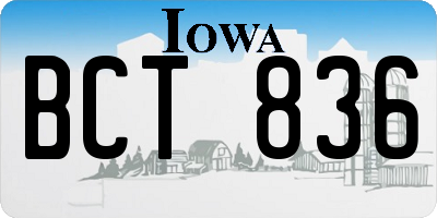 IA license plate BCT836