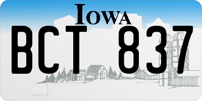 IA license plate BCT837