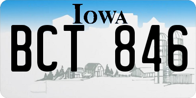 IA license plate BCT846