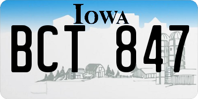 IA license plate BCT847