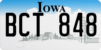 IA license plate BCT848