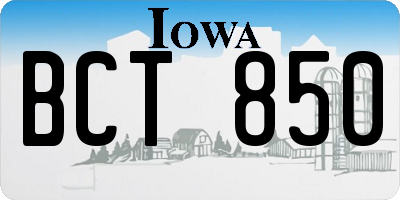 IA license plate BCT850