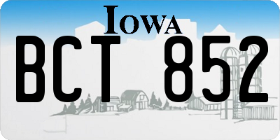 IA license plate BCT852