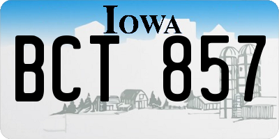 IA license plate BCT857