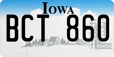 IA license plate BCT860