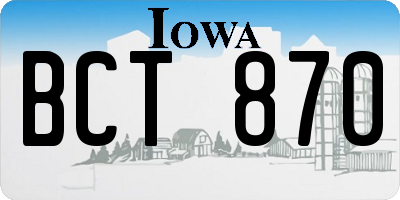 IA license plate BCT870