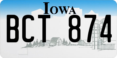IA license plate BCT874