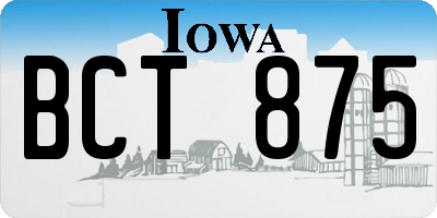 IA license plate BCT875