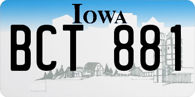 IA license plate BCT881