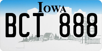 IA license plate BCT888