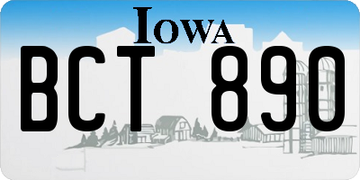 IA license plate BCT890