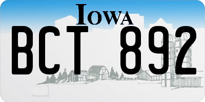 IA license plate BCT892