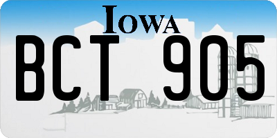 IA license plate BCT905