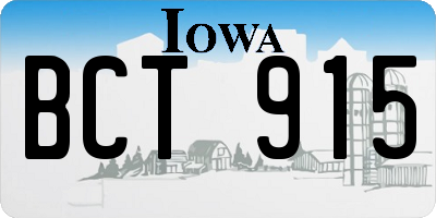 IA license plate BCT915