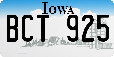 IA license plate BCT925