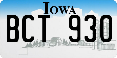 IA license plate BCT930