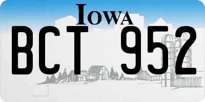 IA license plate BCT952