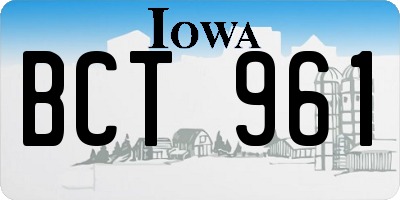 IA license plate BCT961