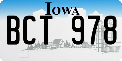 IA license plate BCT978