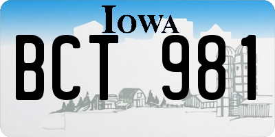 IA license plate BCT981