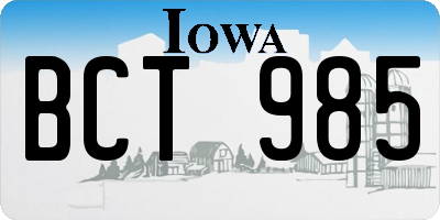 IA license plate BCT985