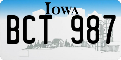IA license plate BCT987