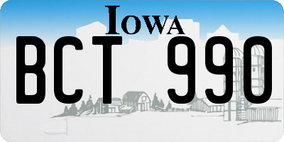 IA license plate BCT990