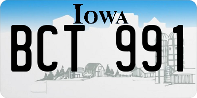 IA license plate BCT991