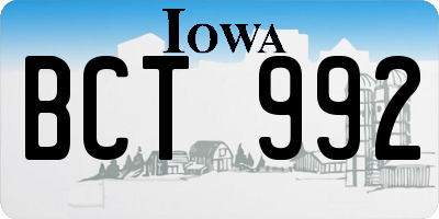 IA license plate BCT992