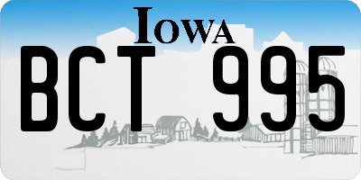 IA license plate BCT995