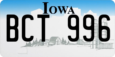 IA license plate BCT996