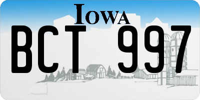 IA license plate BCT997