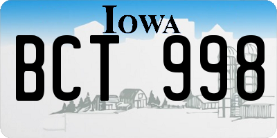 IA license plate BCT998